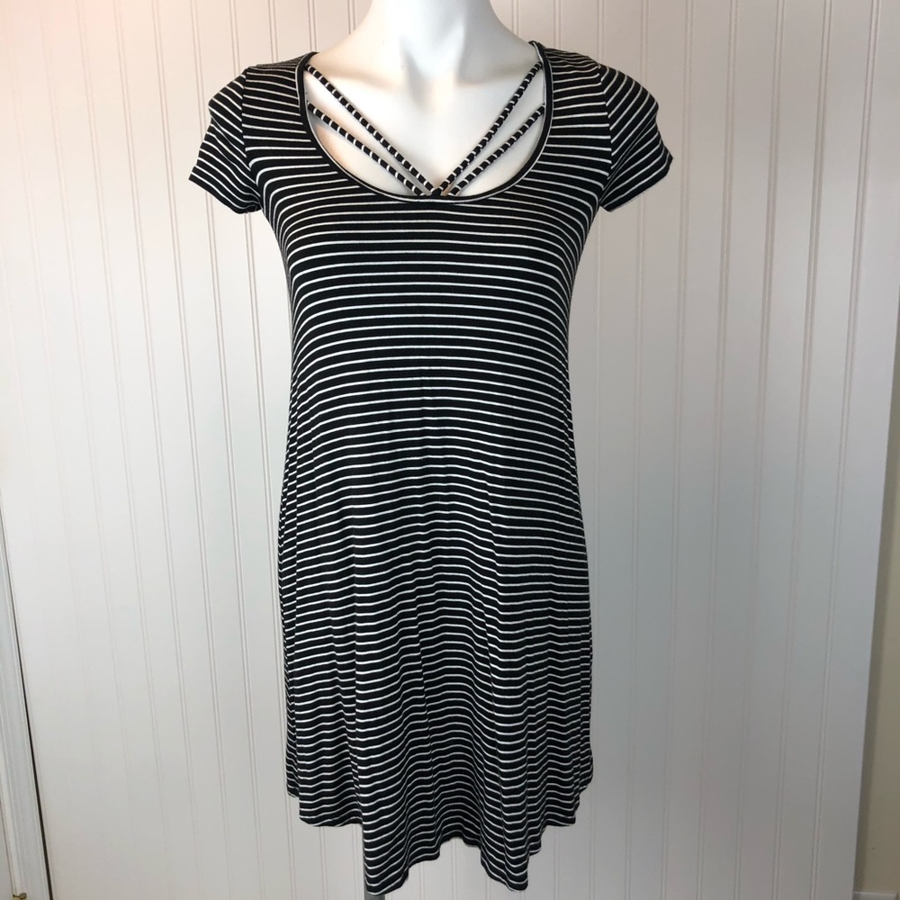 Hollister Black/White Stripped T-Shirt Dress